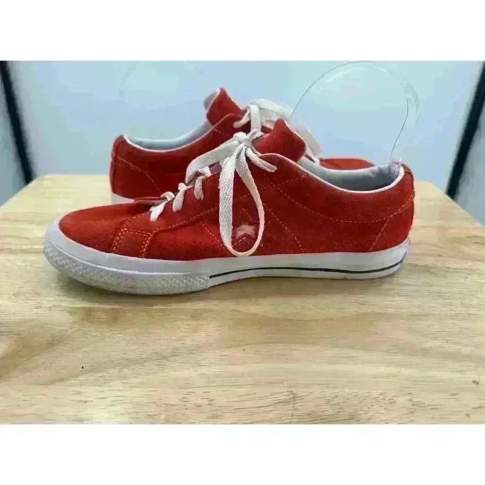 Converse All Star One Star Red & White Suede Low Top Lace-Up Sneakers  Juniors 6